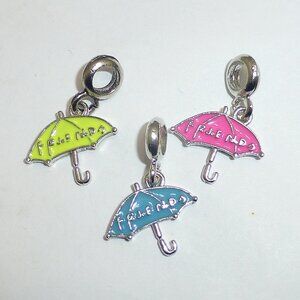 3 Friends tv show umbrella bracelet charm pendant lot